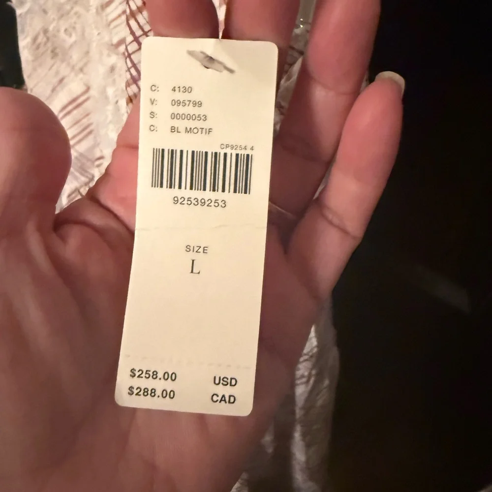 Anthropologie The Bobbi Plaid Lace-Trim Ruffle Midi Dress in White & Brown Large - Picture 5 of 7